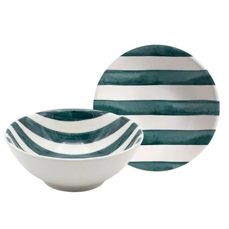 Bowl Green Trace de Cerâmica 300ML Decorado para Servir Verde Alleanza - Alleanza
