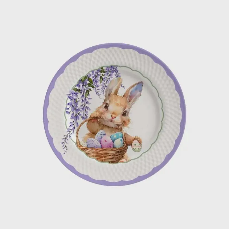 Cj.6 Pratos Sobremesa Cerâmica Páscoa Lolly 2 20cm Alleanza