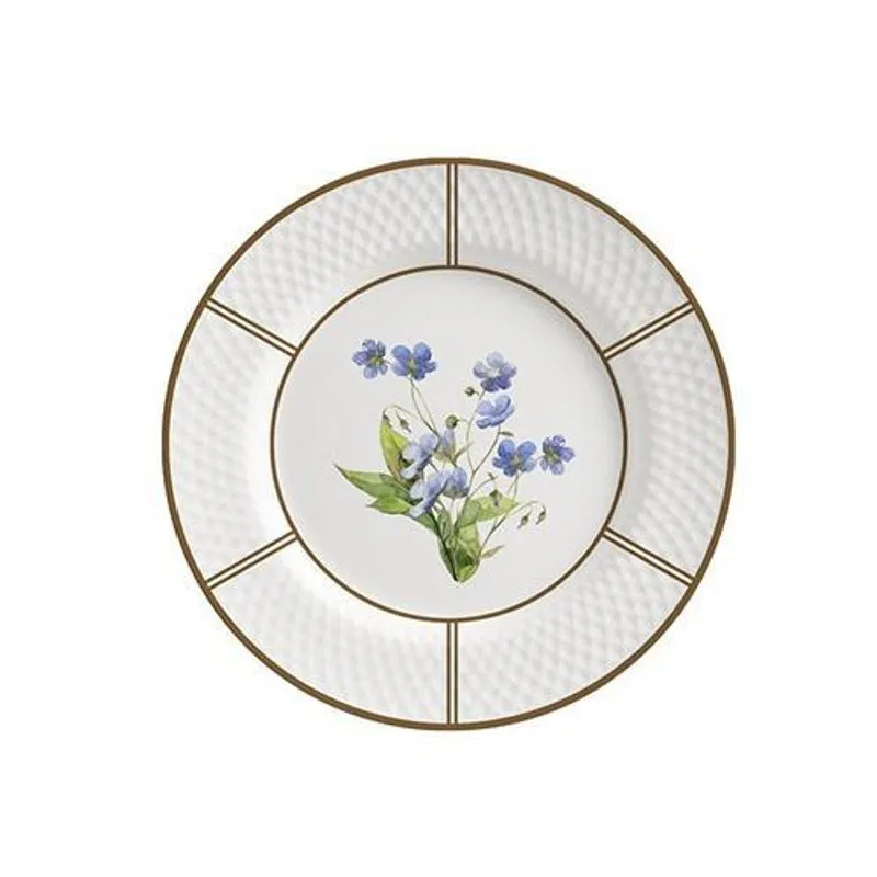 Conjunto Com 6 Pratos Sobremesa Innocence Filete Ouro 21cm