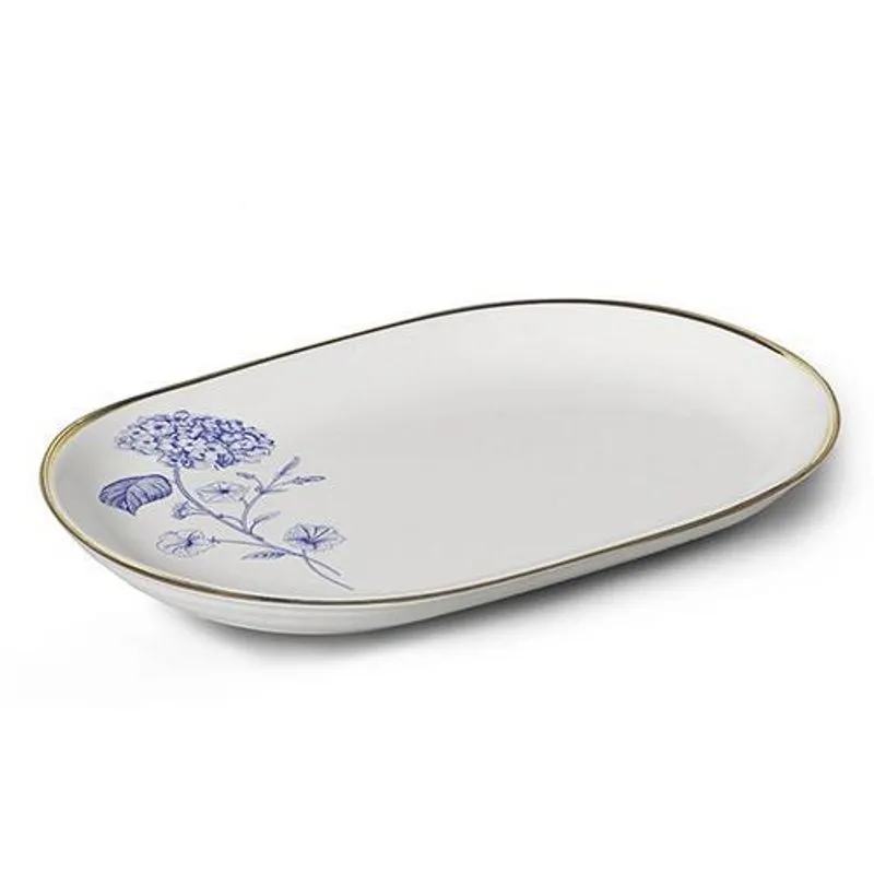 Travessa Adelaide Filete Ouro 34cm Cerâmica Alleanza