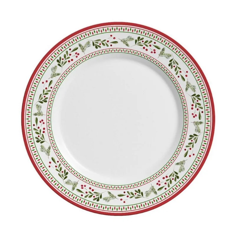 Conjunto Com 6 Pratos Raso Merry Christmas 29cm