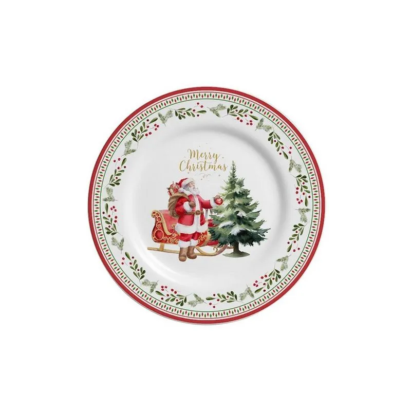 Conjunto Com 6 Pratos De Sobremesa Merry Christmas 21cm