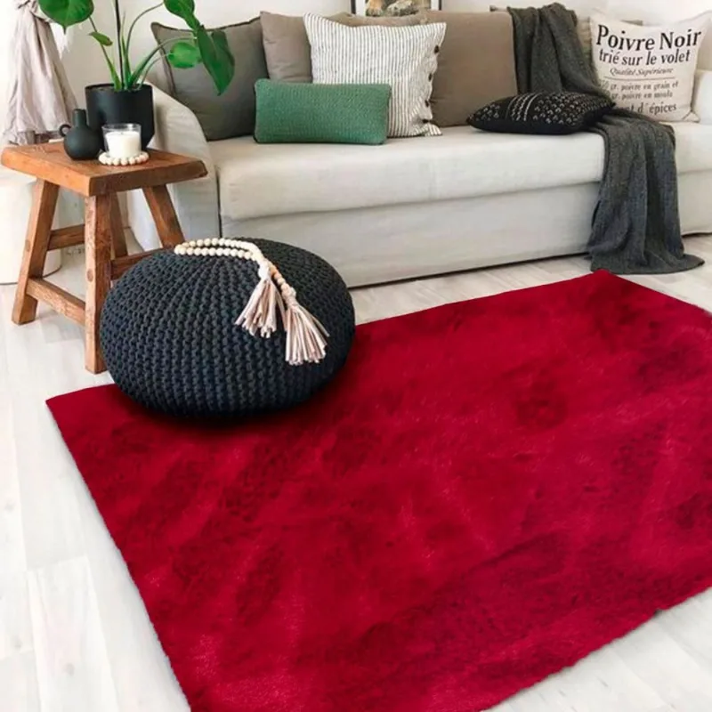 Tapete Para Sala Peludo Fofinho 1,00mx1,50m Vermelho Casa Dona