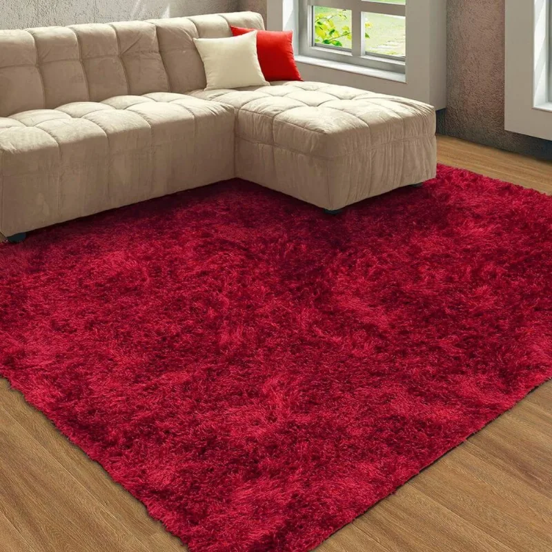 Tapete Sala/Quarto Felpudo Atrativo 2,00mx3,00m Vermelho Casa Dona