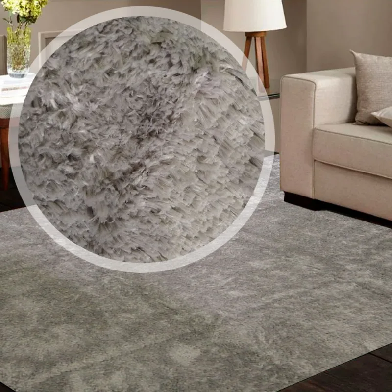 Tapete para Sala e Quarto Felpudo Cronos Casa Dona 200x250 cm Cinza