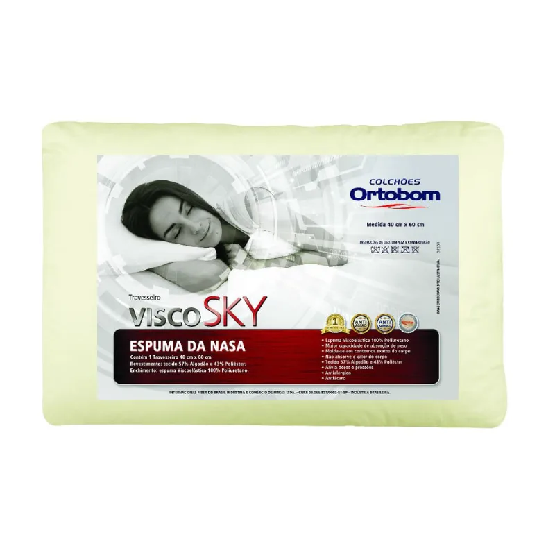 Travesseiro Sono Perfeito Branco Sutil Casa Dona
