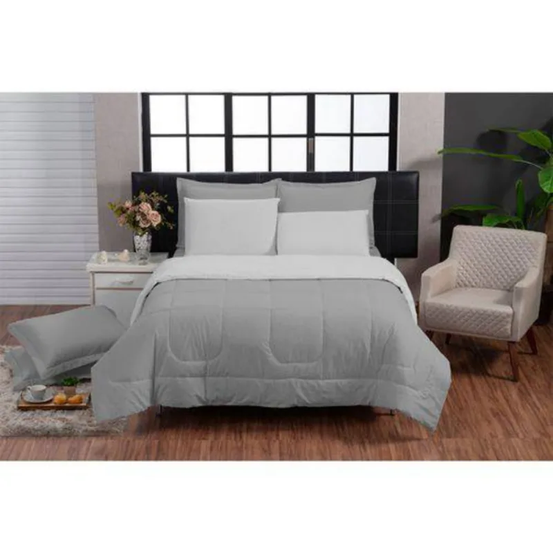Kit Edredom Queen Jogo de Cama 200 Fios 100% Algodão 6 Peças