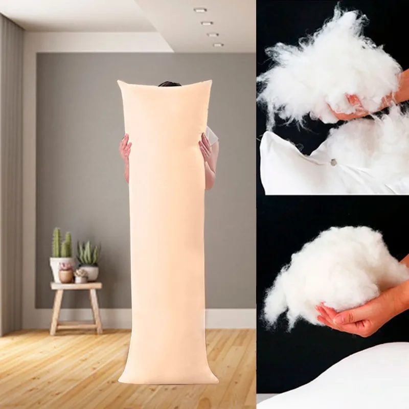 Travesseiro de Corpo Algodão Fibra Plumada + Capa Protetora 137x42cm Casa Dona