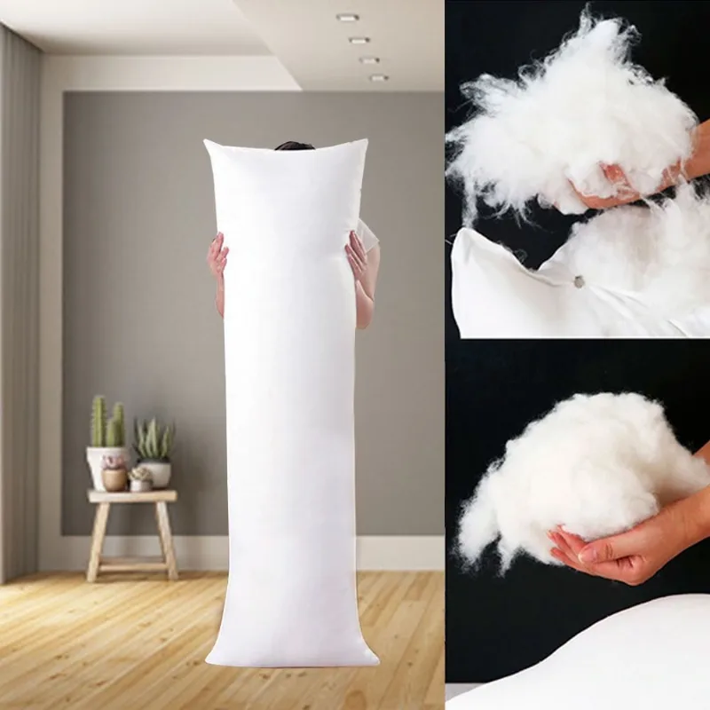 Travesseiro de Corpo Algodão Fibra Plumada + Capa Protetora 137x42cm Casa Dona
