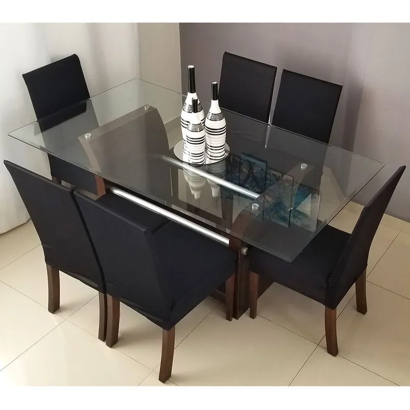 Capa de Cadeira Kit 6Pçs Malha Gel Preto Casa Dona