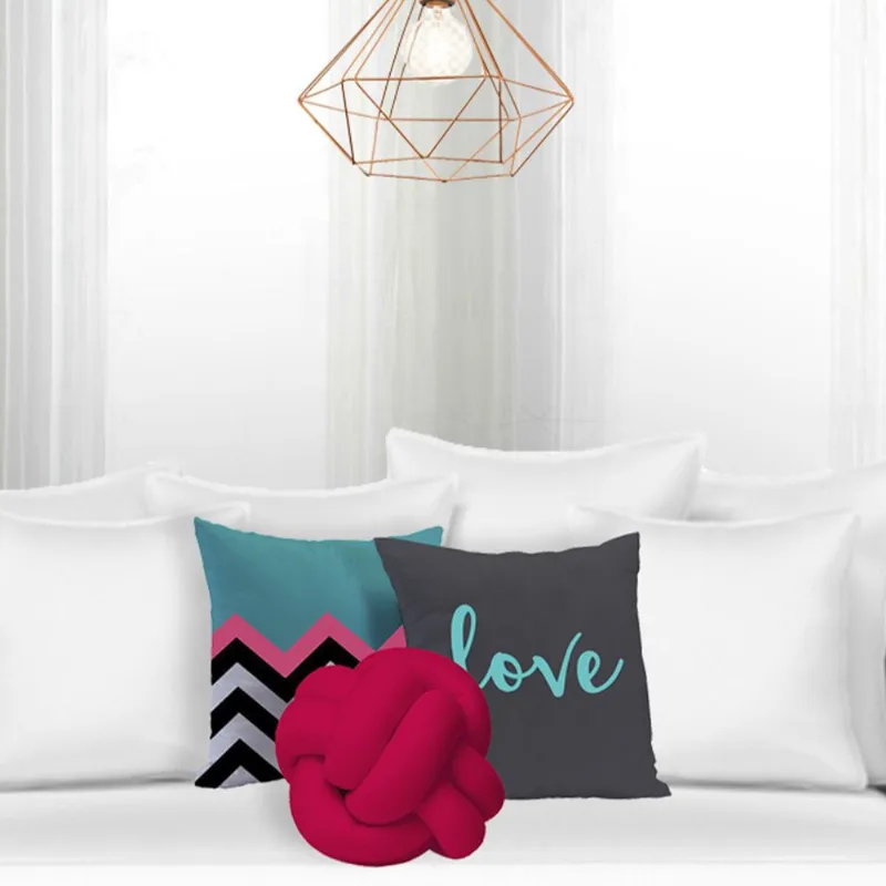 Kit 02 Almofadas Decorativas Love Chevrom + 01 Almofada Nó Escandinavo Pink Casa Dona