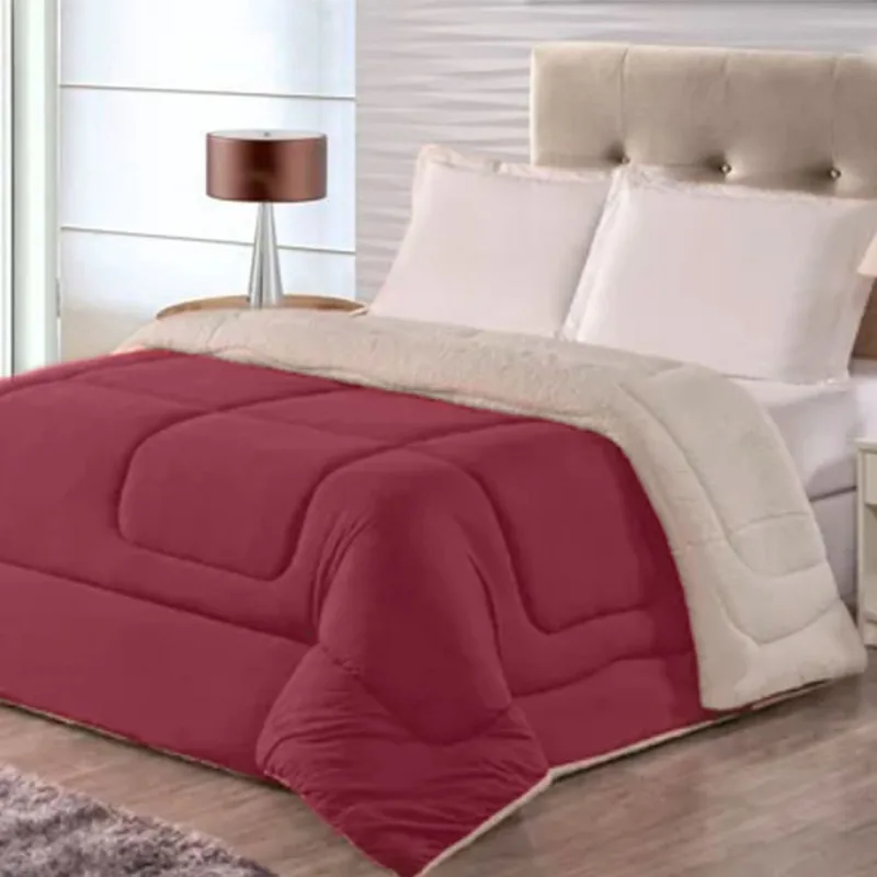 Coberdrom Sherpa Com Manta Casal 200x220 Metros Dupla Face Casa Dona Kit Coberdrom Felpudo Casal + 2 Porta Travesseiros Dupla Face 2 x 2,2 Metros Casa Dona