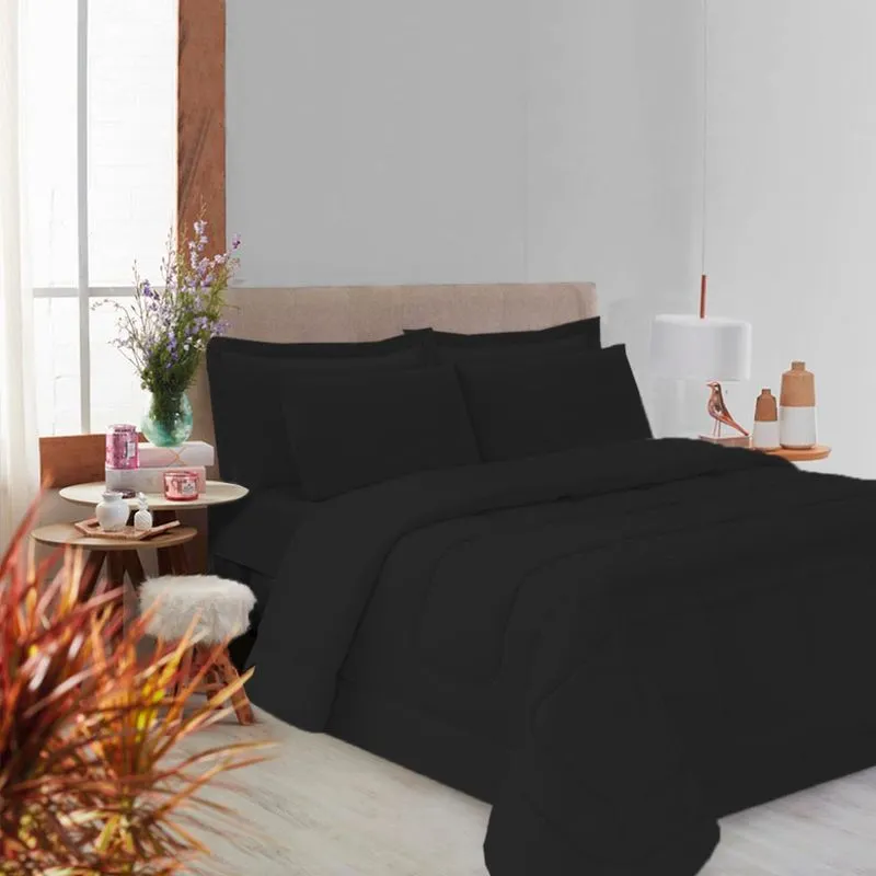 Kit 5 Pçs Aconchego Dupla Face Queen Preto