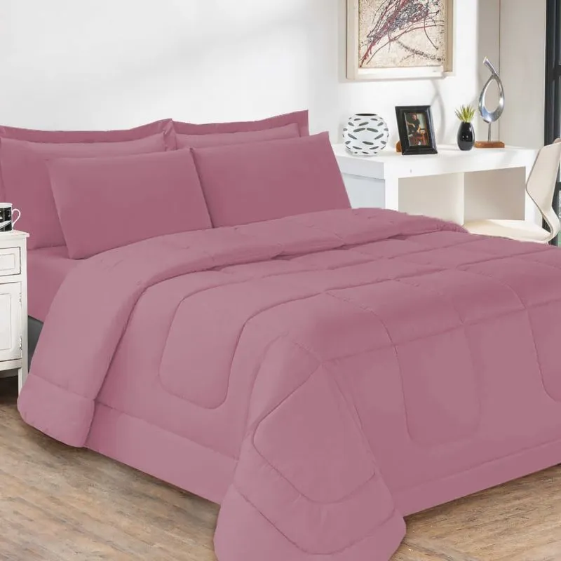Kit 5 Pçs Aconchego Dupla Face Queen Rose