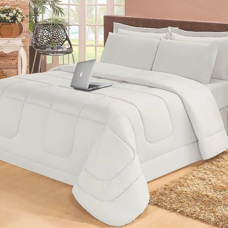 Kit 6 Pçs Aconchego Dupla Face Casal Queen Branco