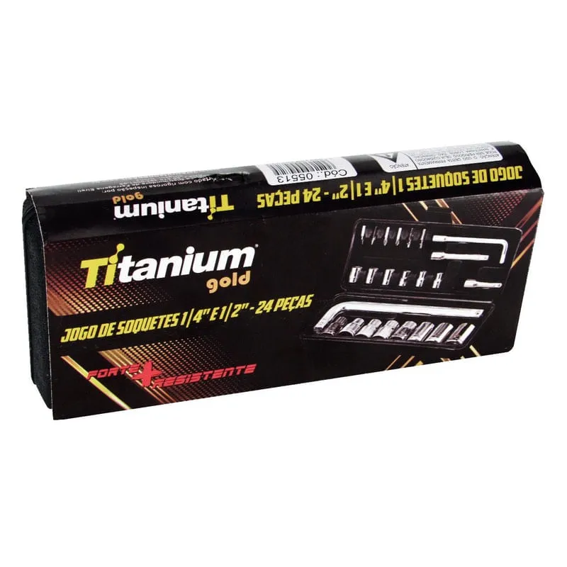 Jogo De Soquetes 24 Peças Cromo Vanádio Completo Titanium
