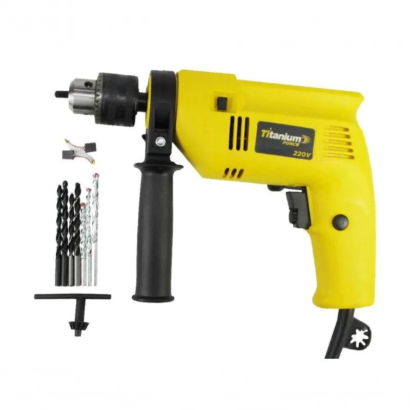 Furadeira De Impacto 1/2 500W Com 7 Brocas Titanium 127V
