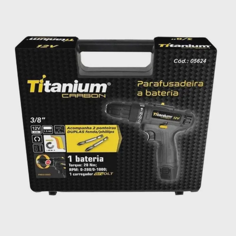Parafusadeira Carbon a Bateria 12V Maleta Titanium js