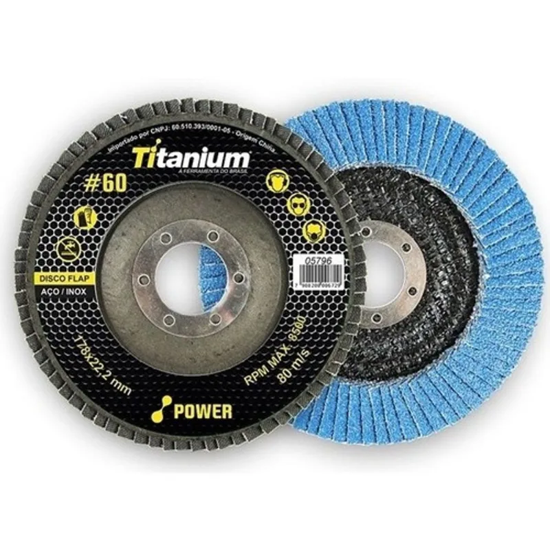 Disco Flap Power Curvo Zirconio 4.1/2 Gr. 060 - Cx 20 Pcs - Titanium js