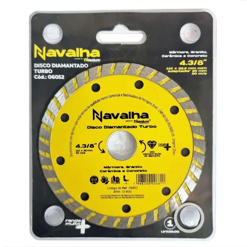 Disco De Corte Diamantado Turbo 110Mm Para Serra Mármore