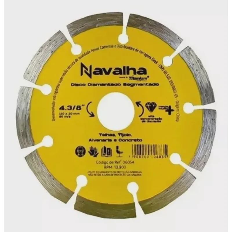 Disco Diamantado Navalha Segmentado 4.3/8 X 110mm - Titanium