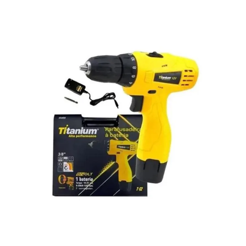 Parafusadeira A Bateria Furadeira 12v Bivolt AmarelaTitanium js