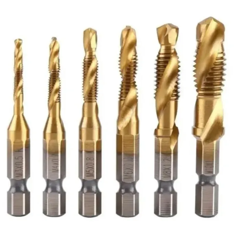 Jogo de broca aço rápido/macho faz rosca 3 a 10 mm 6 peças - 06336 - Titanium