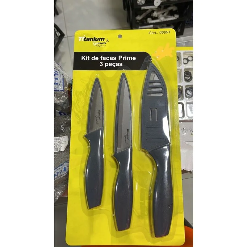 Kit de Facas Prime 3 Peças Titanium 06891 js