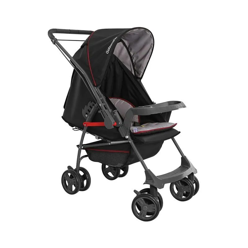 Carrinho de Bebê Berço Galzerano 8 Rodas Suporta Crianças de até 15Kg Milano Reversível II 1016PR Preto