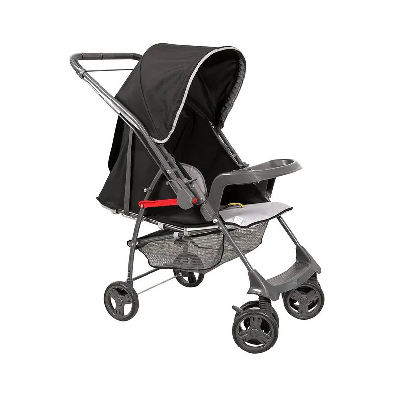 Carrinho de Bebê Berço Galzerano 6 Rodas Suporta Crianças de até 15Kg Sorano 1065PTC Preto e Cinza
