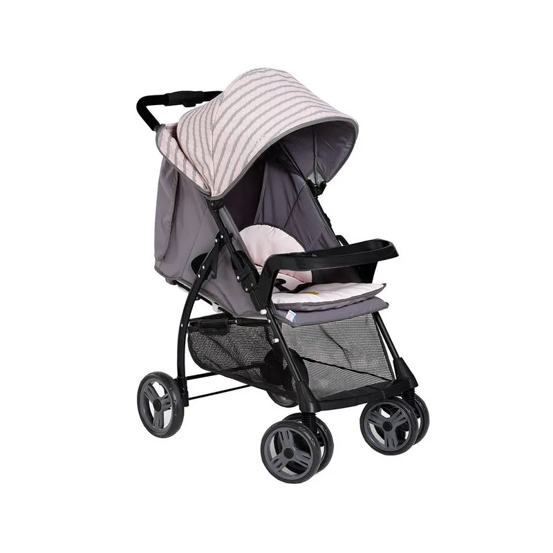 Carrinho de Bebê de Passeio Galzerano 6 Rodas 3 Posições até 15 Kg San Remo Preto,Rosa e Grafite