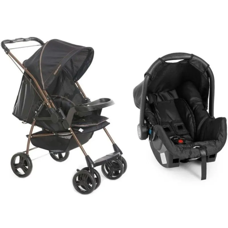Travel System Galzerano Carrinho De Bebê Milano Reversível Iii 1019 Até 15kg Preto Cobre