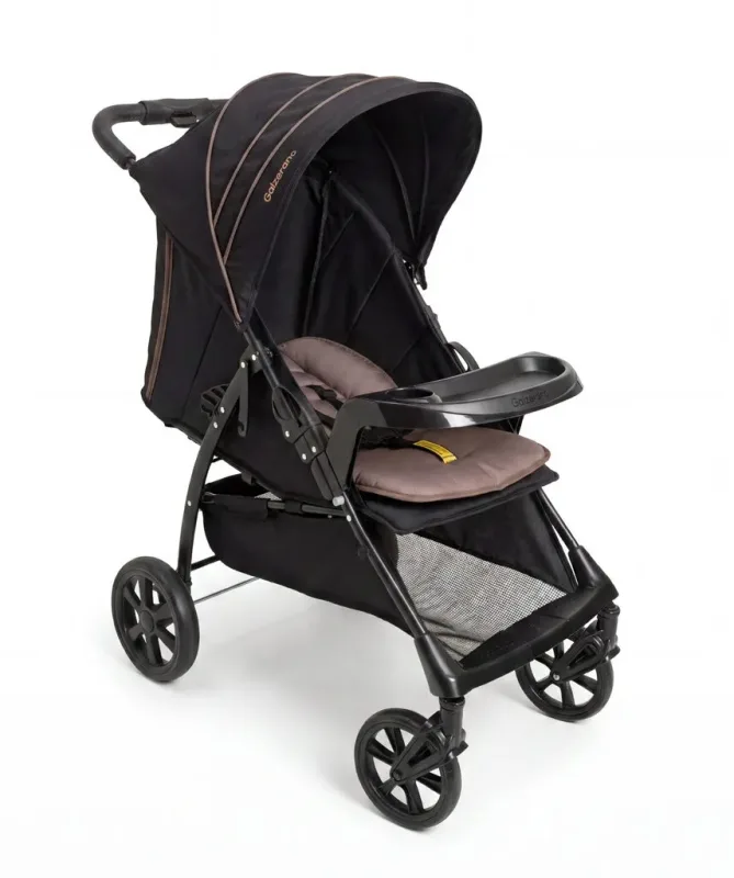 Carrinho de Bebê Milano One Hand Preto Camel - Galzerano
