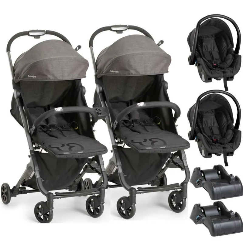 Carrinho Galzerano Gemeos Duolee + 2 Bebe Conforto + 2 Base