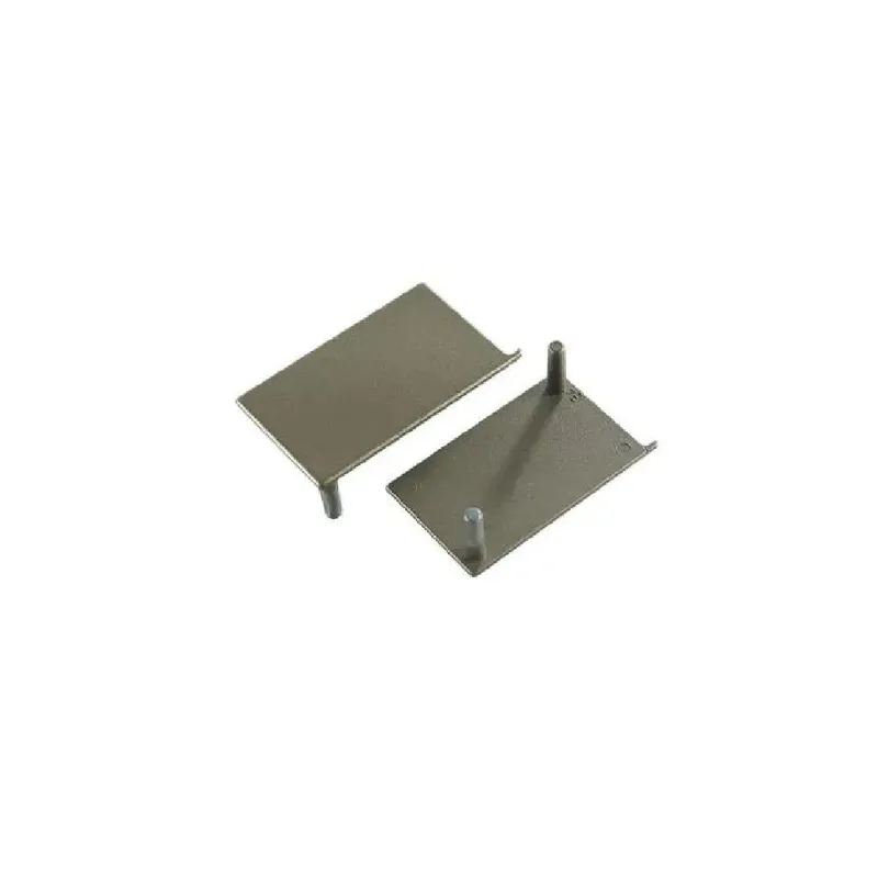 Ponteira PE176 Lisa para Perfil Puxador Gola RM-176 (15mm) Champagne Claro Rometal par