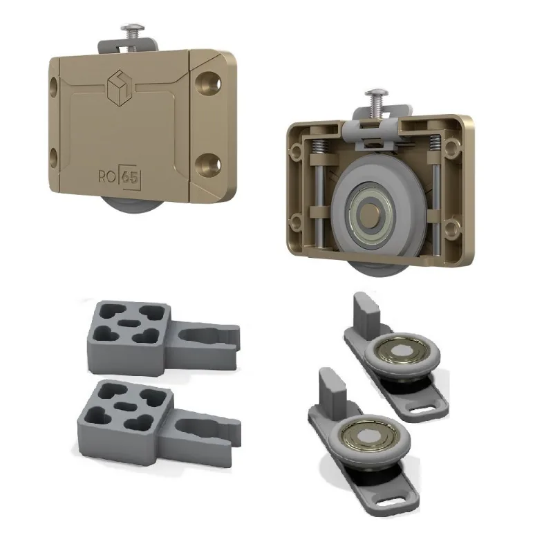 Sistema Deslizante RO 65 4013 Prime (60Kg) Sobreposto Kit para 01 Porta Champagne Rometal unitário