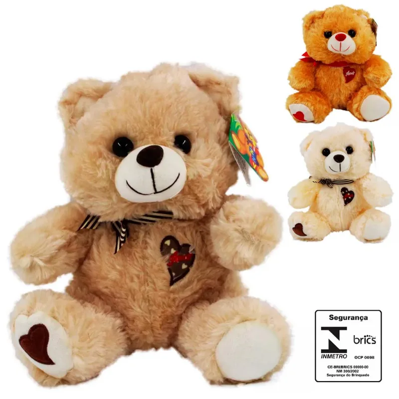 Urso de Pelúcia 23cm em Poliéster Fizzy SORTIDOS