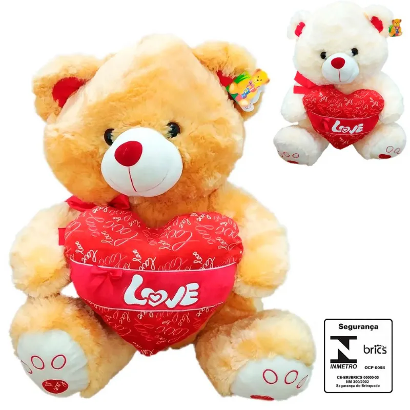 Urso de Pelúcia " Love " 58x50x40cm em Poliéster Fizzy SORTIDOS