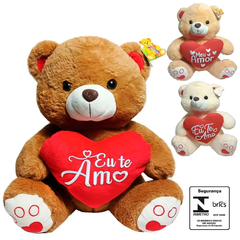 Urso de Pelúcia Coração 46cm em Poliéster Fizzy SORTIDOS