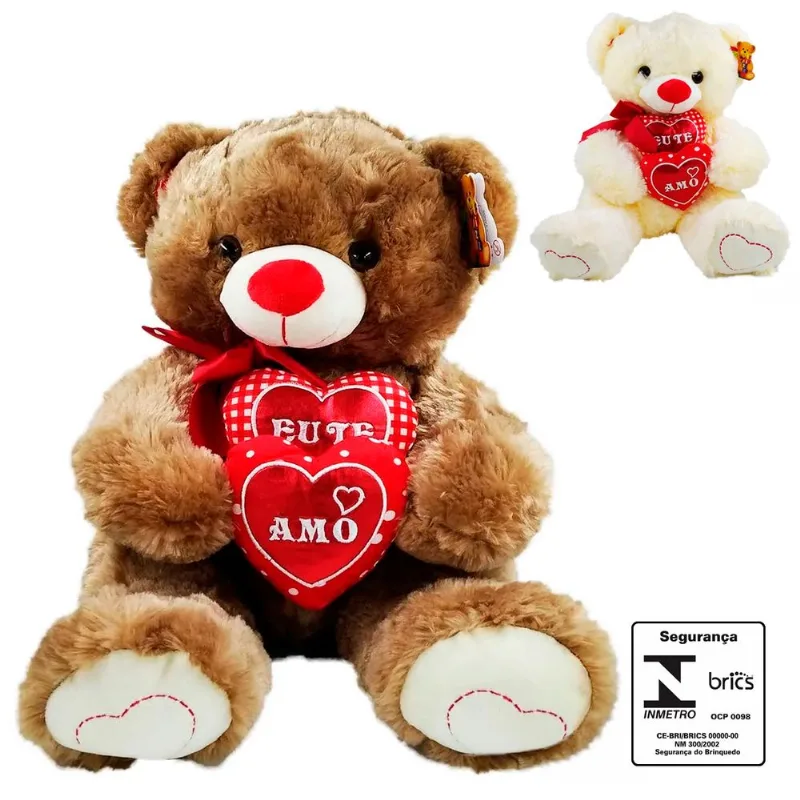 Urso de Pelúcia Frase: Eu Te Amo 41cm em Poliéster Fizzy