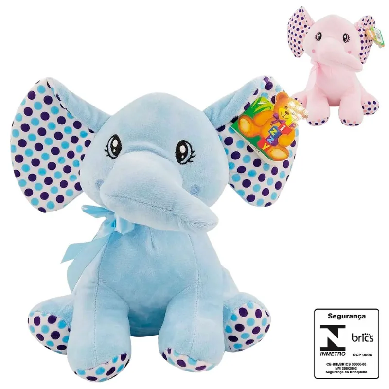Elefante de Pelúcia 25cm em Poliéster Fizzy-Sortido