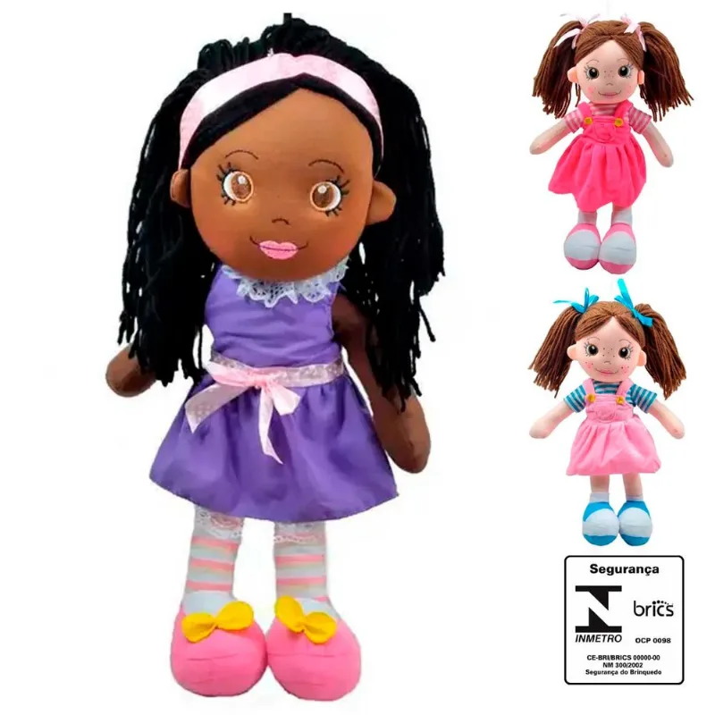 Boneca De Pelúcia 36cm em Poliéster Fizzy-Cores Sortidas