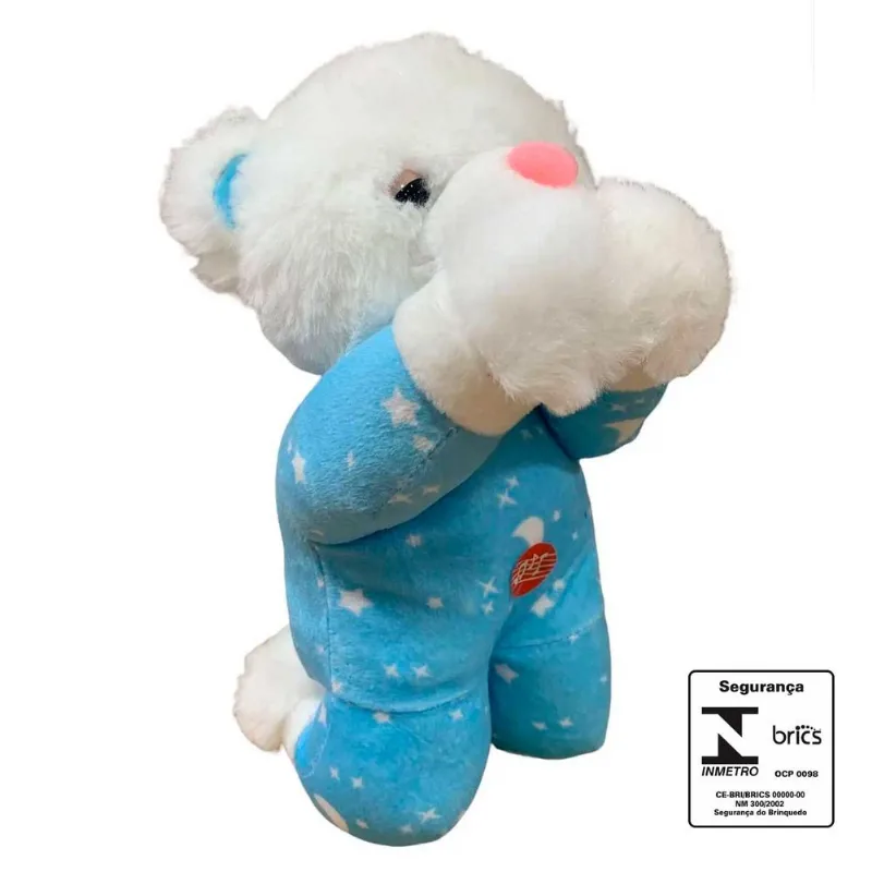 Ursinho de Pelúcia Que Reza o Pai Nosso 23cm Fizzy-Azul