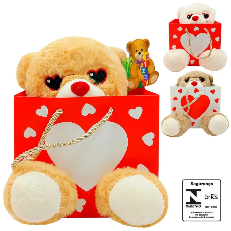 Urso de Pelúcia Sacolinha 20cm em Poliéster Fizzy SORTIDOS