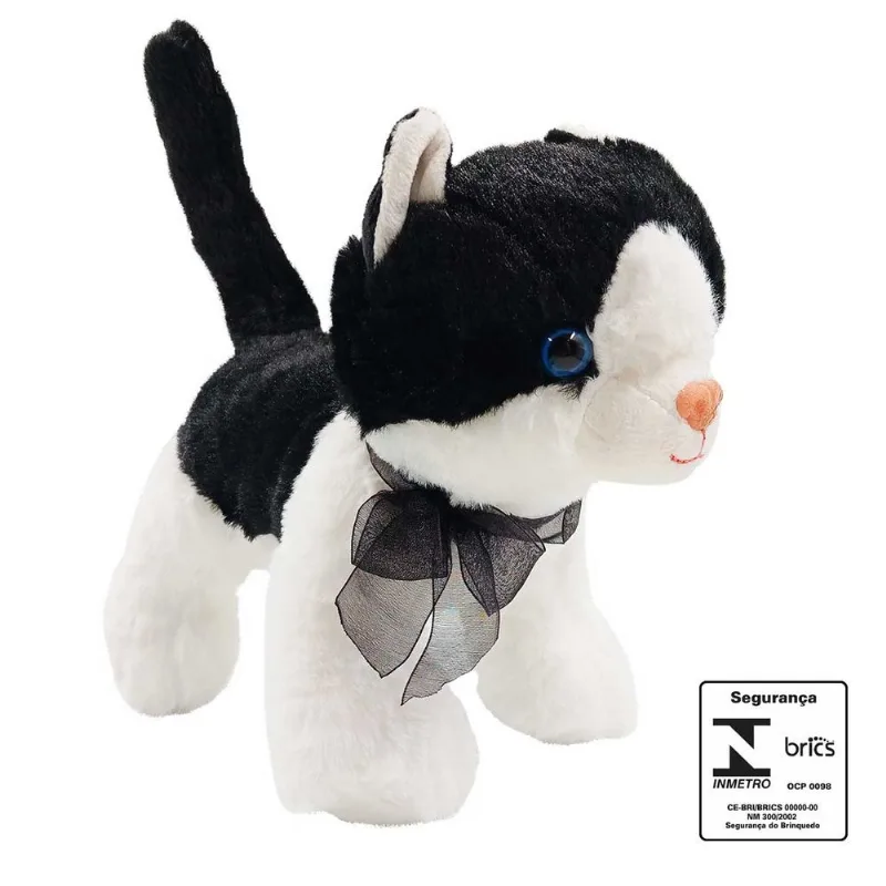 Gato de Pelúcia 23cm em Poliéster Fizzy-Preto