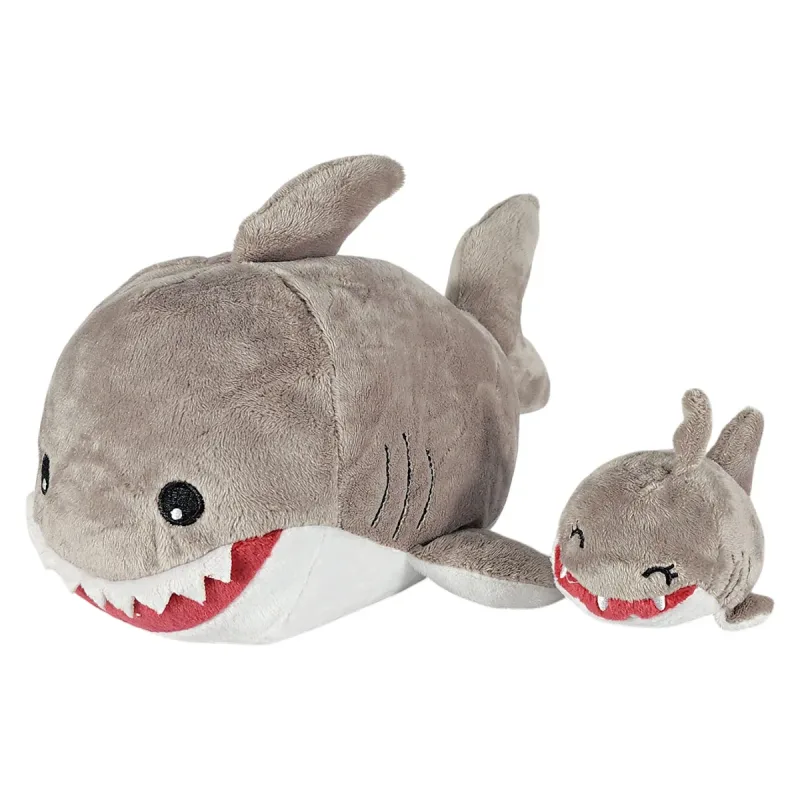 Tubarão De Pelúcia Com Filhote 27cms