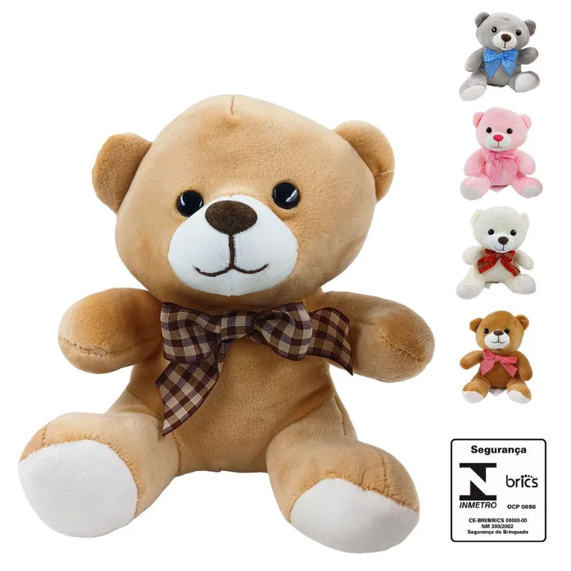 Urso de Pelúcia Laço 15cm em Poliéster Fizzy-Sortido