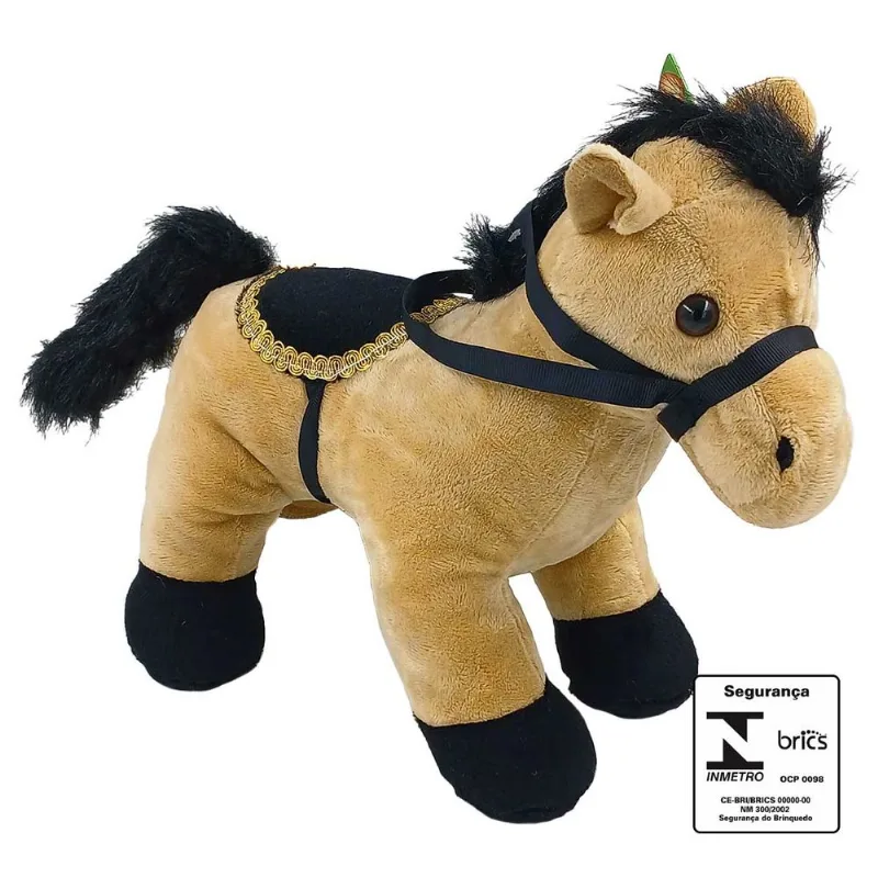 Cavalo Decorativo 25cm em Pelúcia Fizzy-Bege
