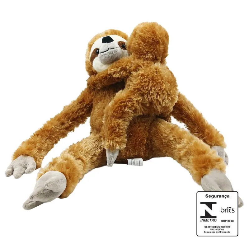 Animais Diversos de Pelúcia C/ Filhote 28cm em Poliéster Fizzy-Preguiça