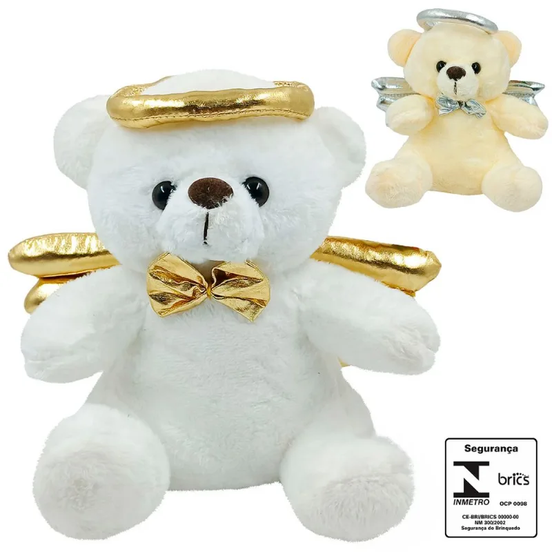 Urso de Pelúcia Anjinho 20cm em Poliéster Fizzy-cores sortidas